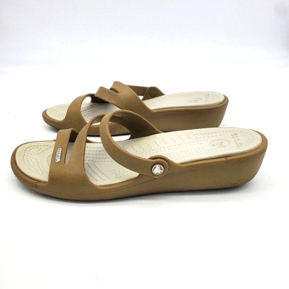 Crocs Patricia Mini Wedge 10386 Women's 11 Shoes Strappy Slip On Sandals - Picture 1 of 9
